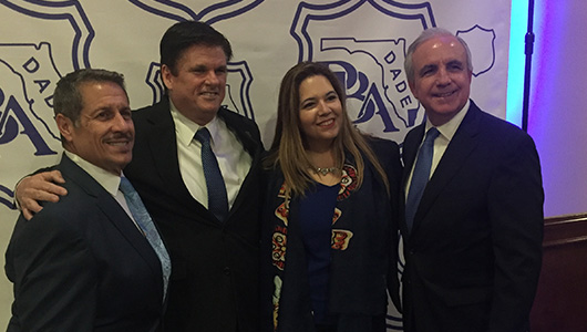 Commissioner Pepe Diaz, Dade County PBA President, Steadman Stahl, Miami Dade Mayor, Carlos A. Giménez 