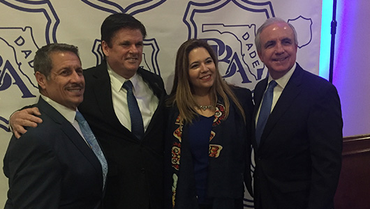 Commissioner Pepe Diaz, Dade County PBA President, Steadman Stahl, Miami Dade Mayor, Carlos A. Gimnez 