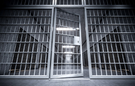 Entrance of Prison Cell Representing the Arrest of Miami University Fondler
