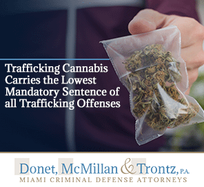 Picture of Drug Trafficking. Trafficking in Cannabis Has the Lowest Mandatory Sentence. Learn more from Miami Drug Crime Lawyers