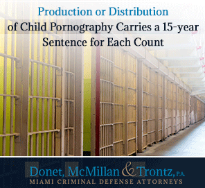 Production or Distribution of Child Pornography Carries a 15 Year Sentence for Each Count Picture of a USA Prison