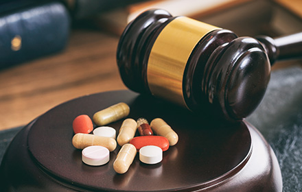Jury Gavel and Drugs as Florida Introduces New Drug Laws