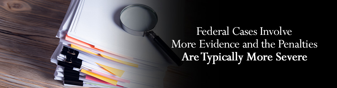 Magnifying Glass on Top of Evidence Files During the Investigation of a Federal Charge