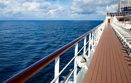 View of the Sea from the Deck of a Cruise Ship