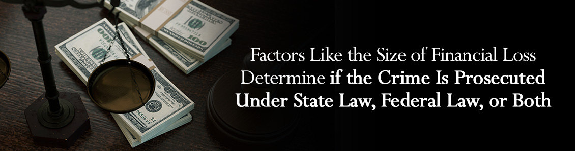 Wads of Money Next to Scales of Justice Showing the Financial Loss After a White Collar Crime