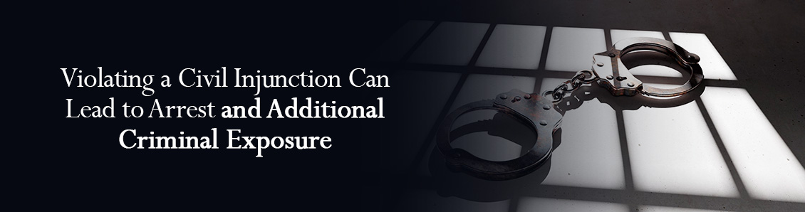 Handcuffs Under the Shadow of Cell Bars To Represent the Consequences of Violating a Civil Injunction