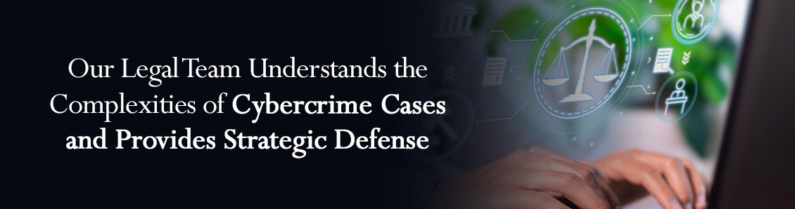 Defense Lawyer Typing on Laptop Keyword Surrounded By Icons with the Scales of Justice, Legal Files, Etc.