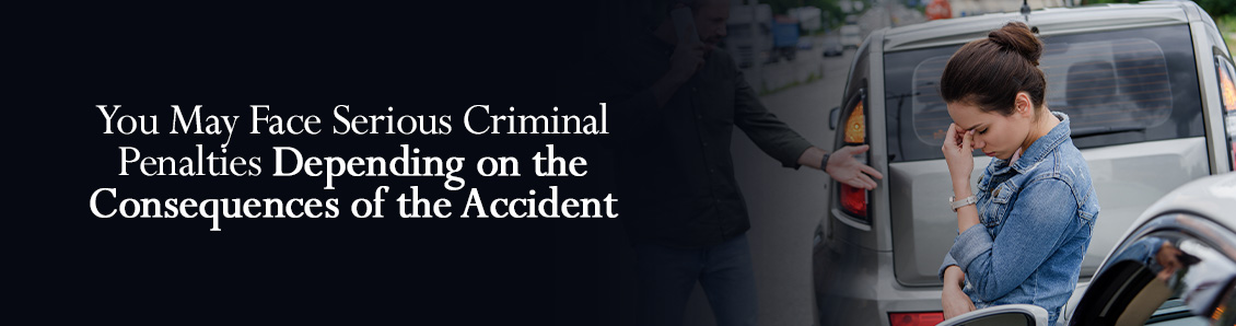 Woman Leaning on Car After an Accident, Anxious About Potential Criminal Penalties