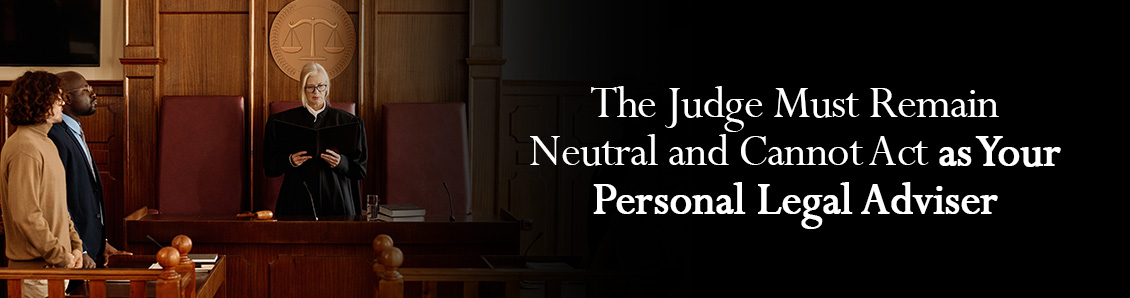 Judge Standing in Court Next to Defendant and Defense Lawyer